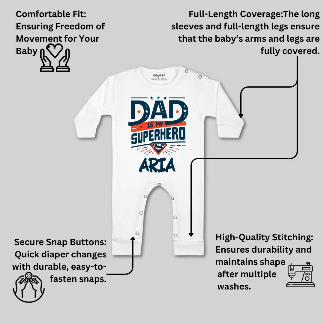 Arvesa Dad Is My Superhero Baby Boy & Girl Dress