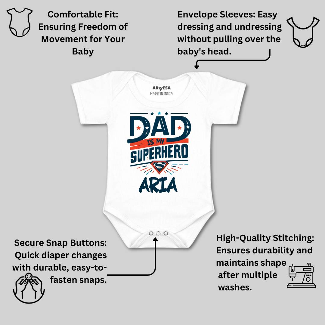 Arvesa Dad Is My Superhero Baby Boy & Girl Dress