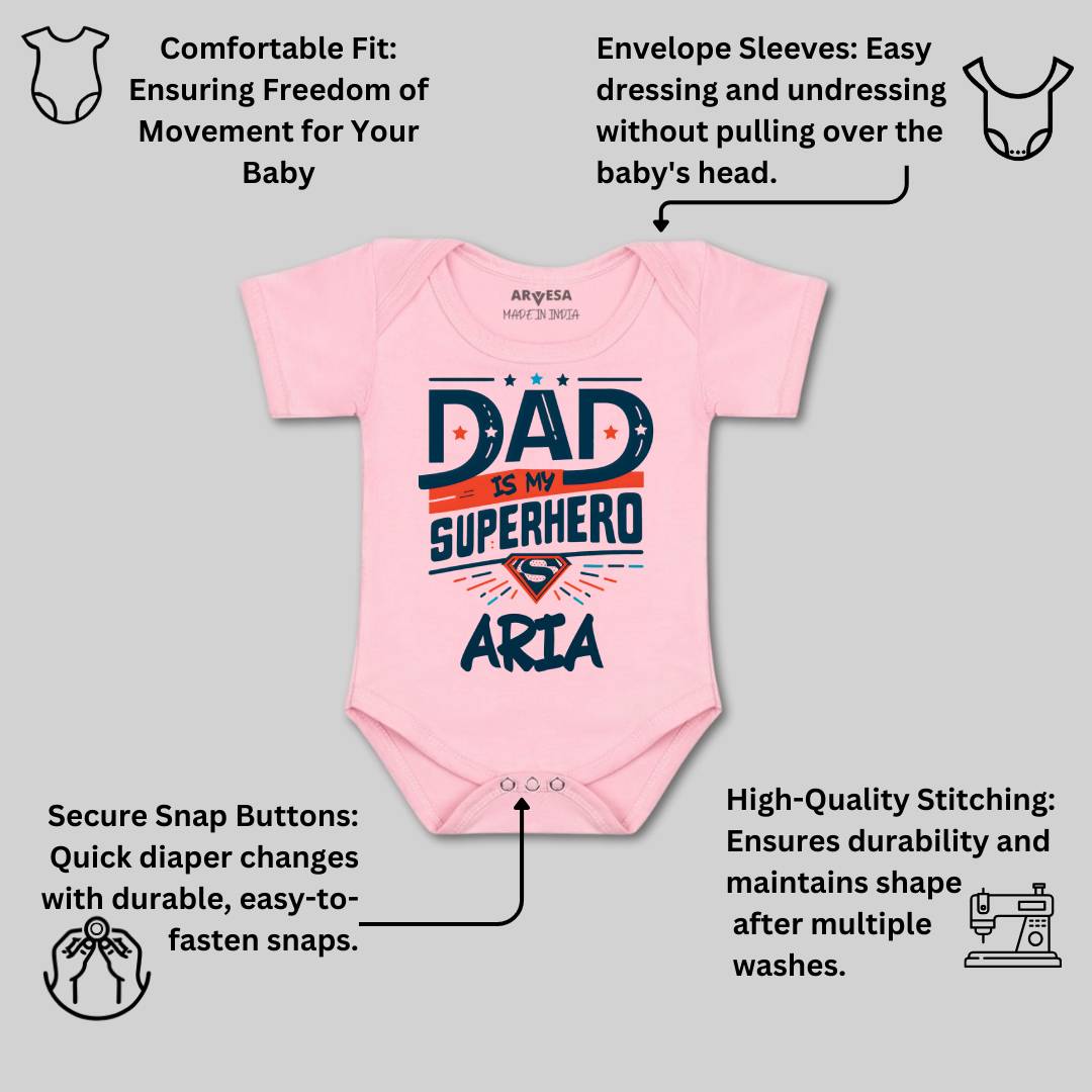 Arvesa Dad Is My Superhero Baby Boy & Girl Dress