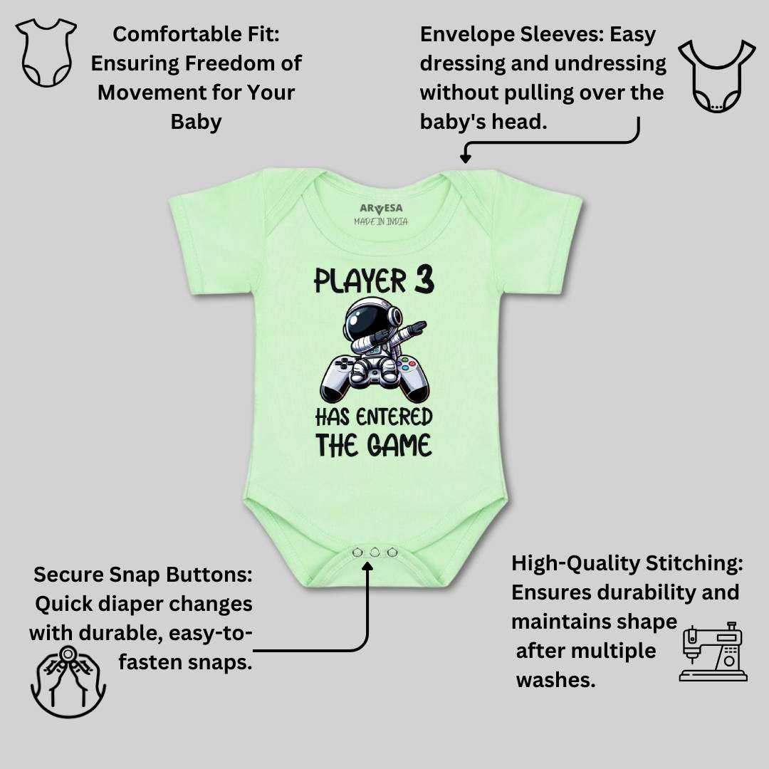 Arvesa Player 3 Entered The Game Baby Boy & Girl Dress
