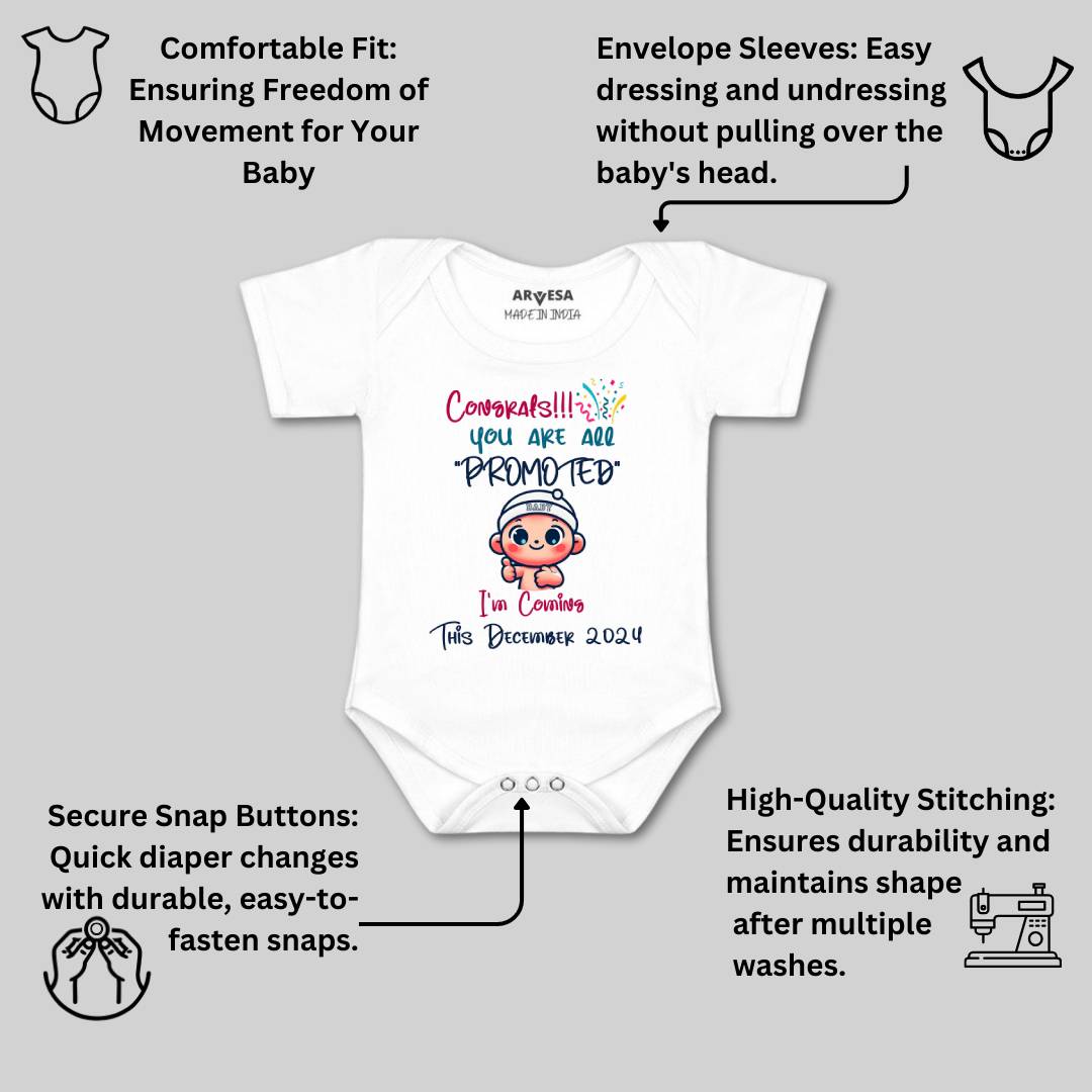 Arvesa Congrats All Are Promoted Coming Soon Baby Boy & Girl Dress