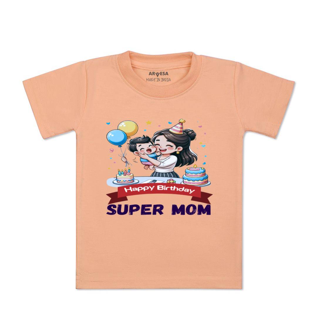 Arvesa Happy Birthday Super Mom Design-1684 White 0-3 Months Jumpsuit for Baby Boy & Girl dress .