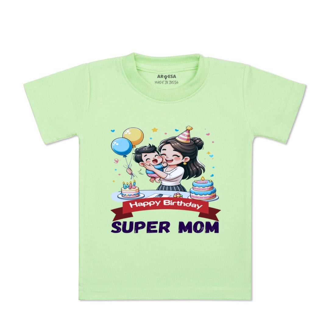Arvesa Happy Birthday Super Mom Design-1684 White 0-3 Months Jumpsuit for Baby Boy & Girl dress .