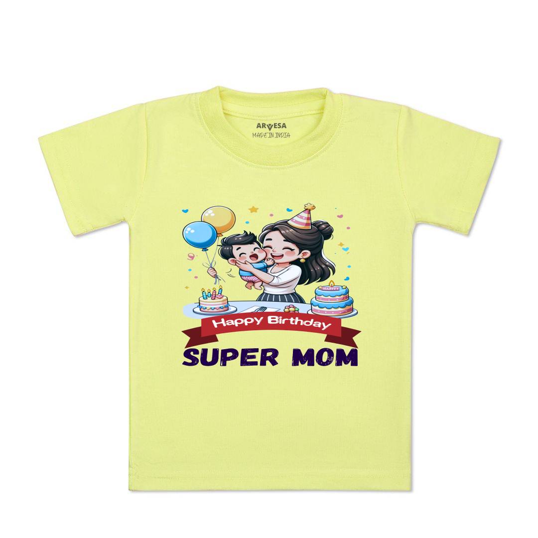 Arvesa Happy Birthday Super Mom Design-1684 White 0-3 Months Jumpsuit for Baby Boy & Girl dress .