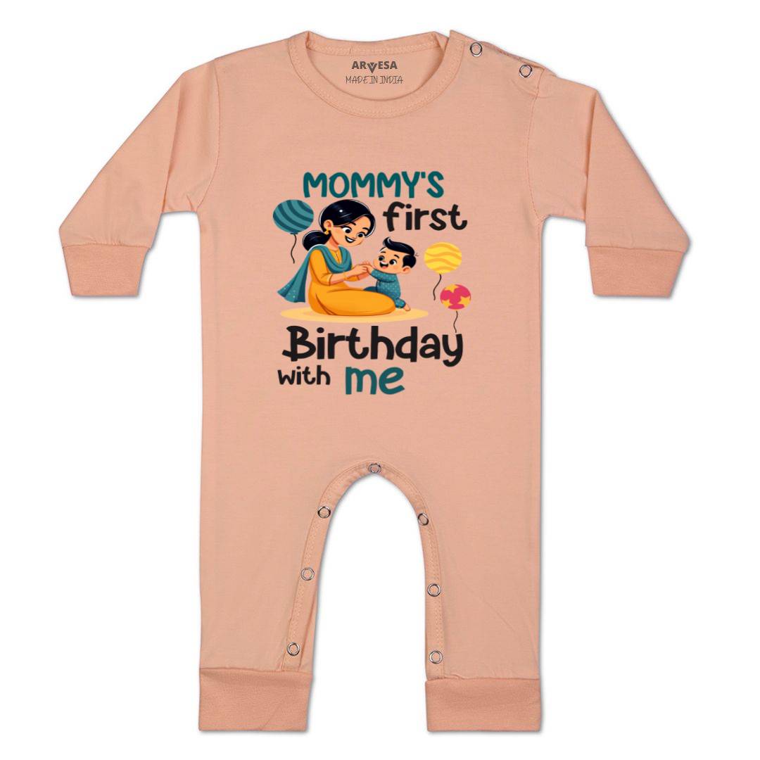 Arvesa Mommy First Birthday With Me Design-1685 White 0-3 Months Jumpsuit for Baby Boy & Girl dress .