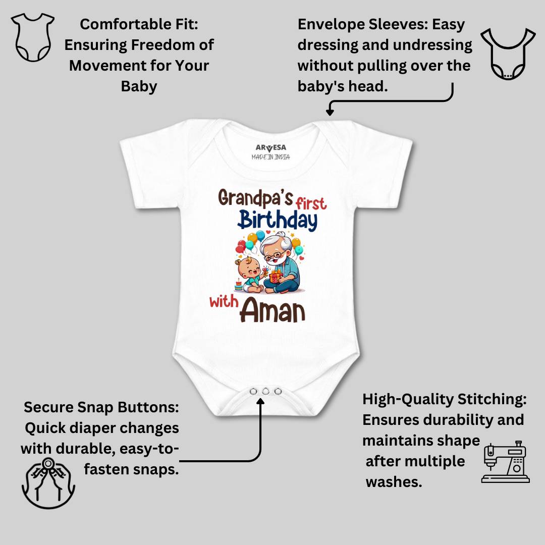 Arvesa Grandpa's First Firthday With Me Baby Boy & Girl Dress
