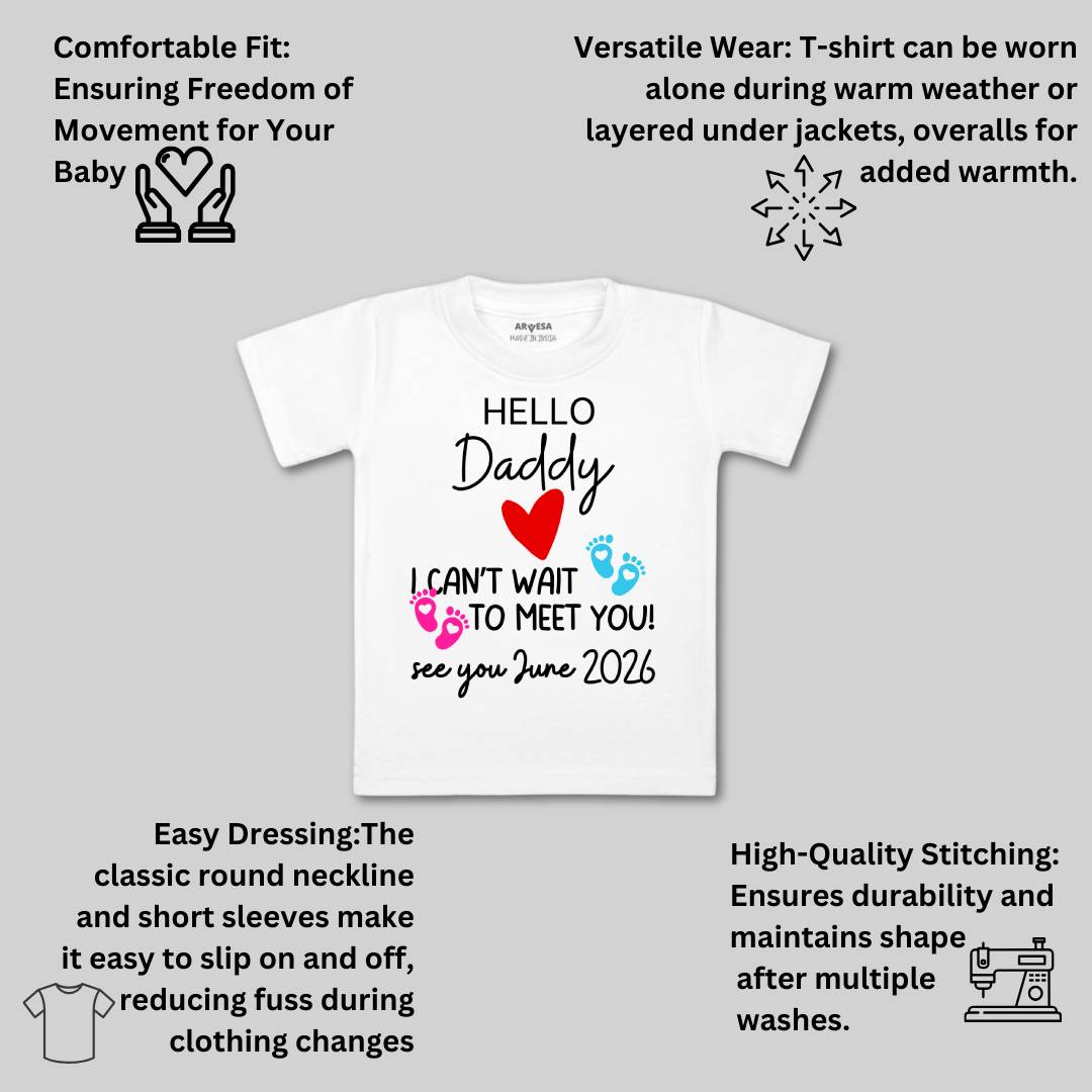 Arvesa Hello Daddy I can't Wait To Meet You Baby Boy & Girl Dress