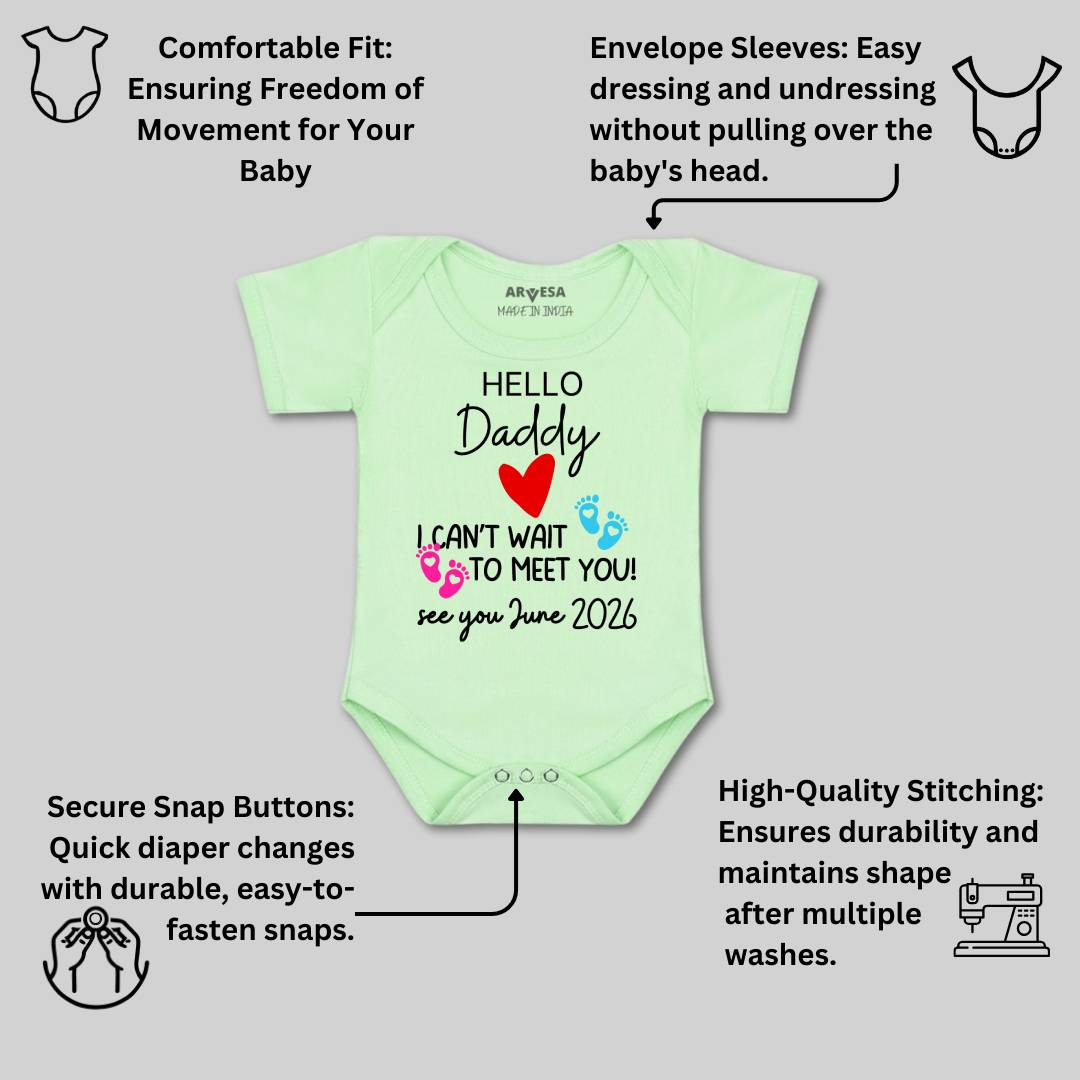 Arvesa Hello Daddy I can't Wait To Meet You Baby Boy & Girl Dress