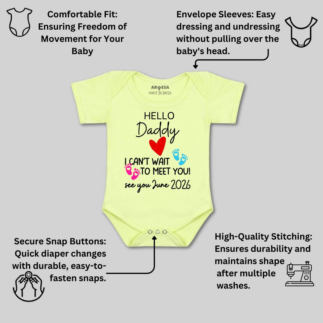 Arvesa Hello Daddy I can't Wait To Meet You Baby Boy & Girl Dress