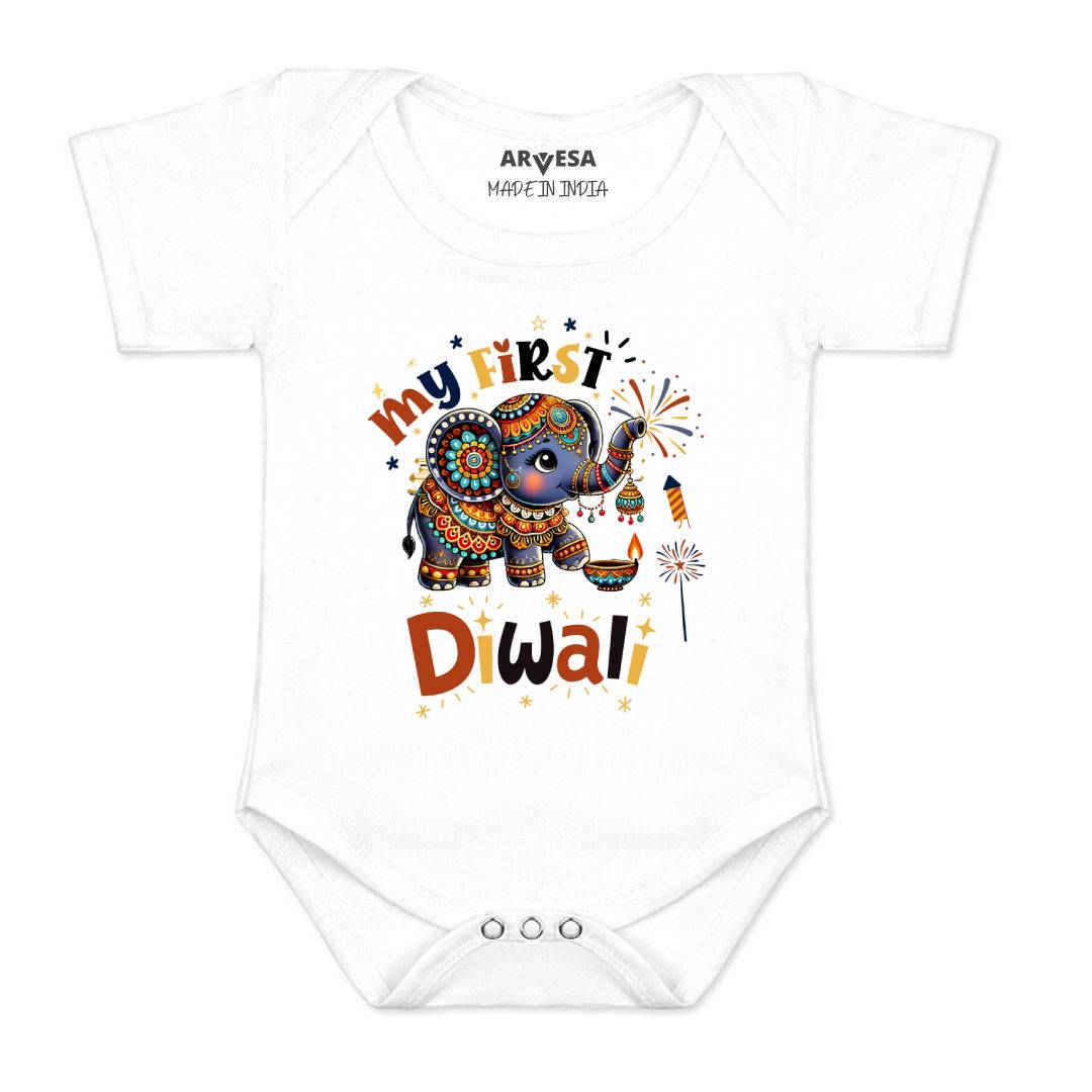 Arvesa Design-1752 Diwali My First Baby Boy and Baby Girl Dress .