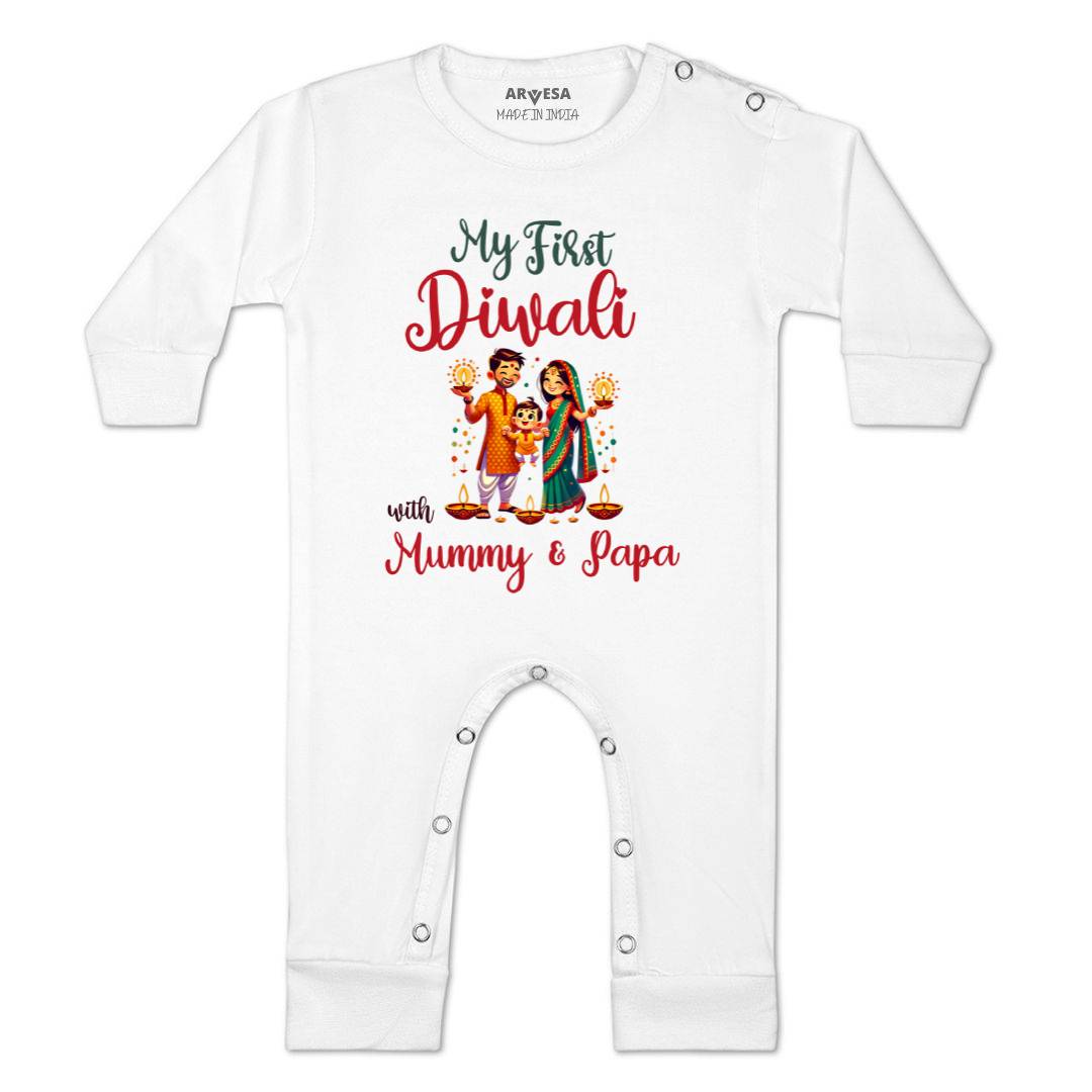 Arvesa Design-1753 Diwali My First Baby Boy and Baby Girl Dress .