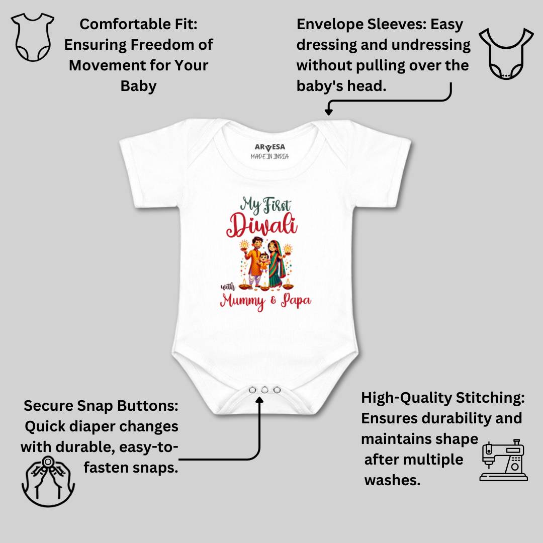 Arvesa Design-1753 Diwali My First Baby Boy and Baby Girl Dress .