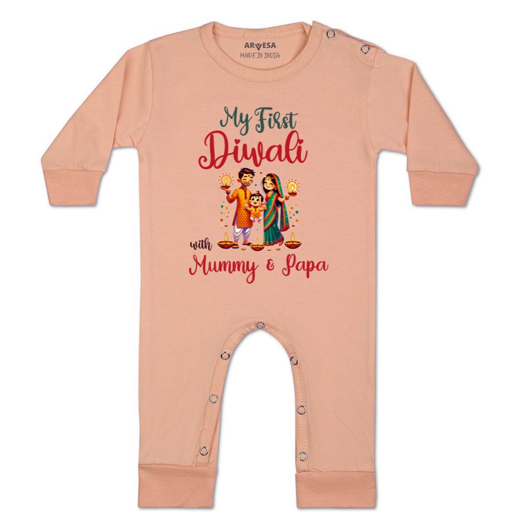 Arvesa Design-1753 Diwali My First Baby Boy and Baby Girl Dress .