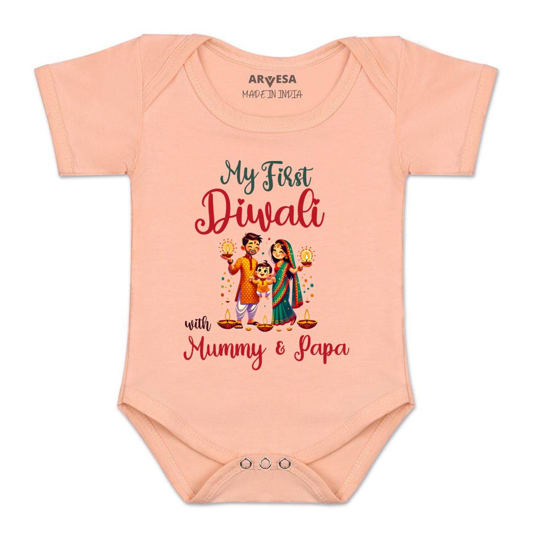 Arvesa Design-1753 Diwali My First Baby Boy and Baby Girl Dress .