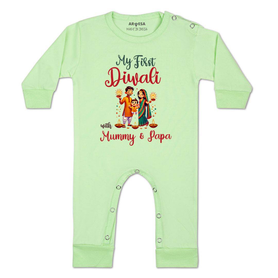 Arvesa Design-1753 Diwali My First Baby Boy and Baby Girl Dress .