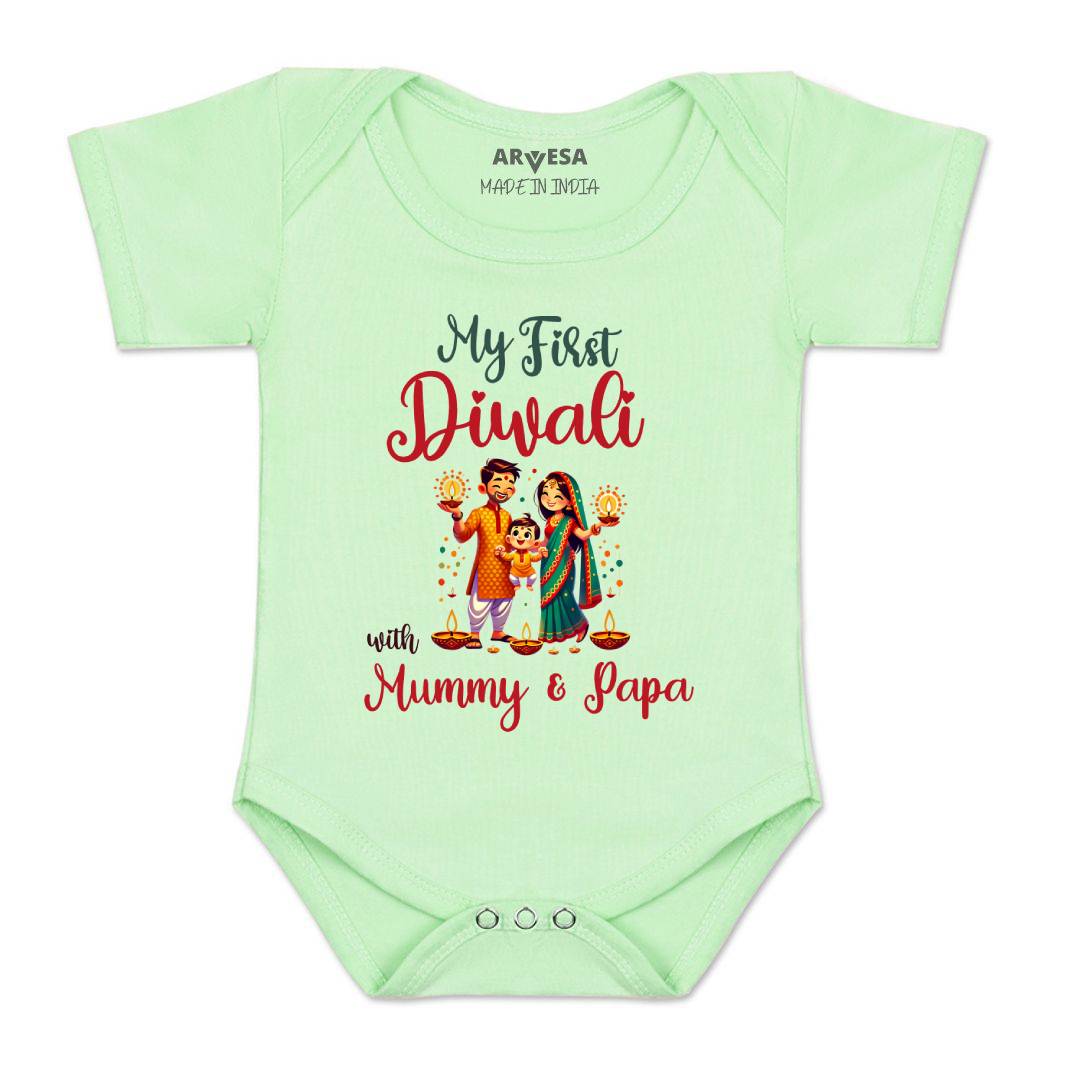 Arvesa Design-1753 Diwali My First Baby Boy and Baby Girl Dress .