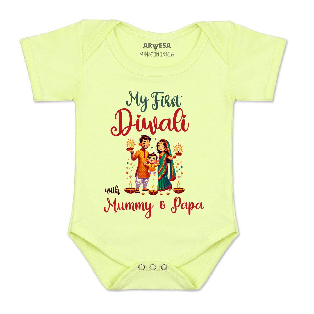 Arvesa Design-1753 Diwali My First Baby Boy and Baby Girl Dress .