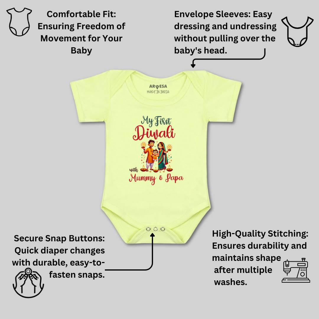 Arvesa Design-1753 Diwali My First Baby Boy and Baby Girl Dress .