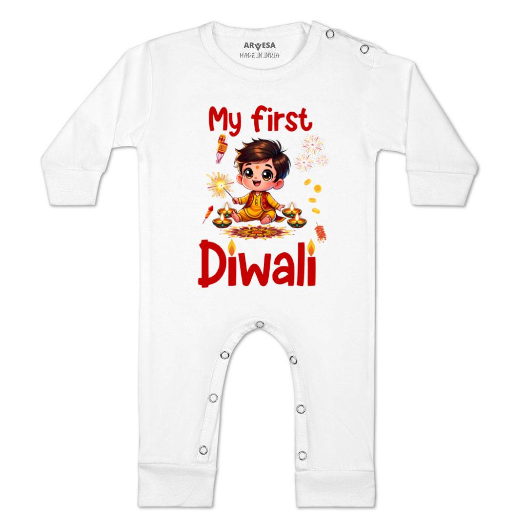 Arvesa Design-1755 Diwali My First Baby Boy and Baby Girl Dress .