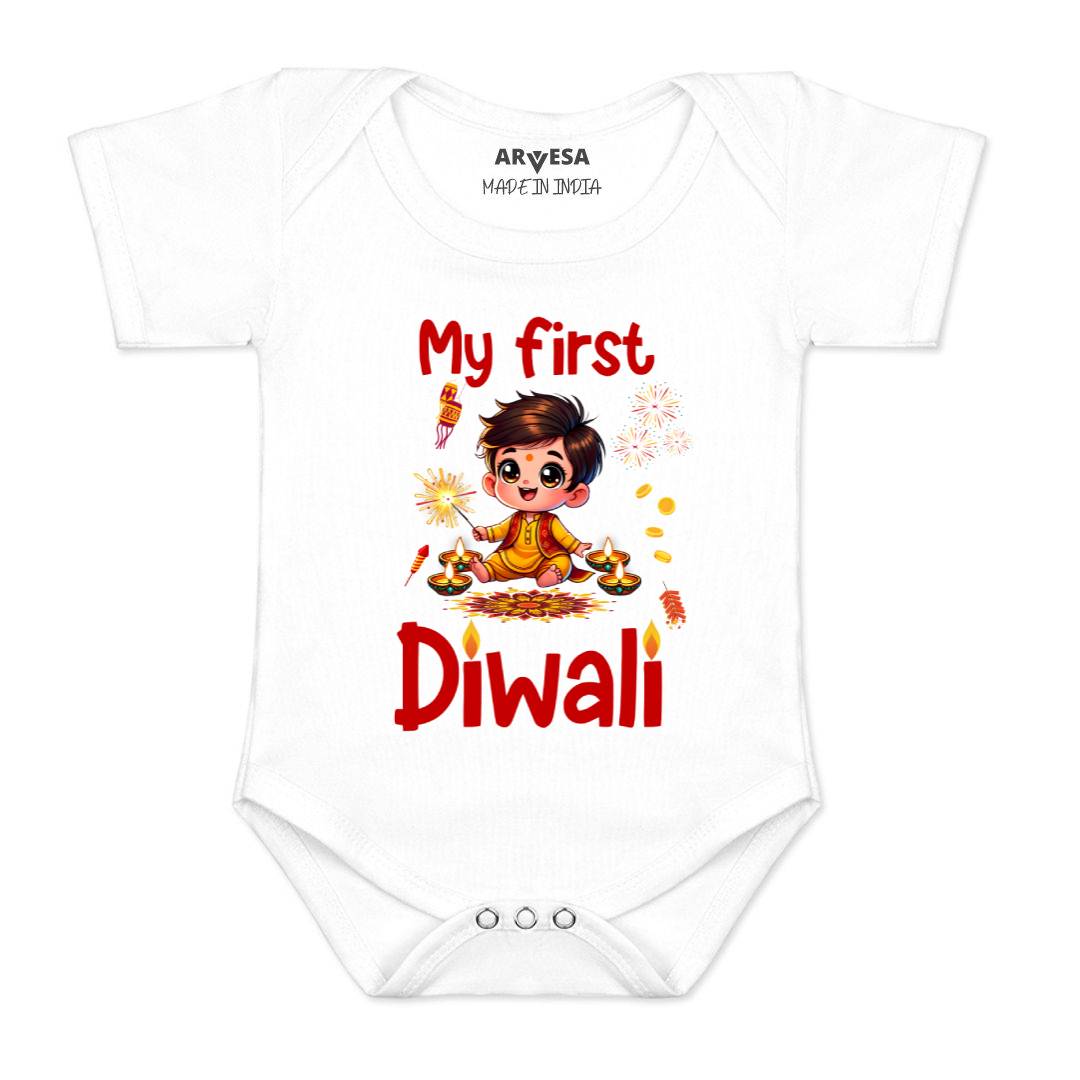 Arvesa Design-1755 Diwali My First Baby Boy and Baby Girl Dress .