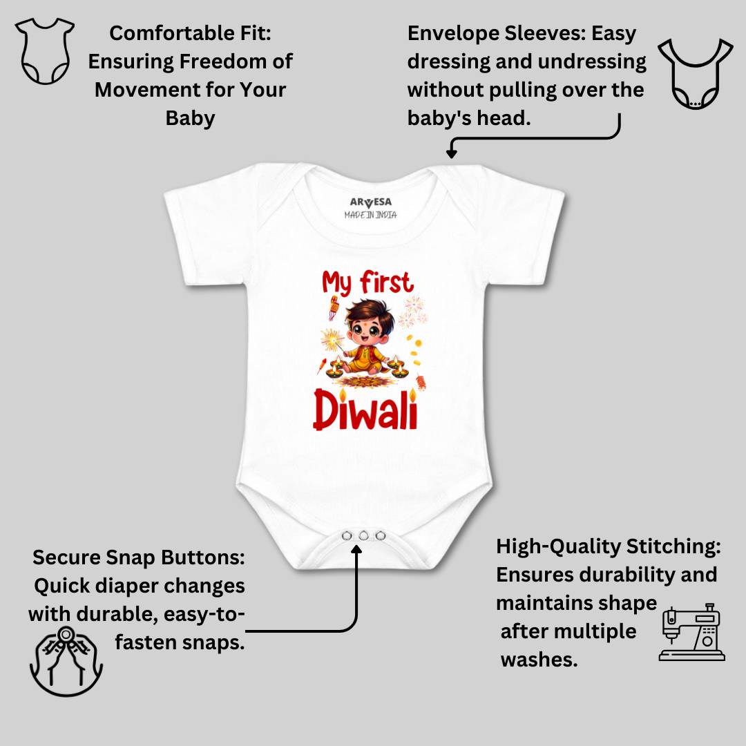 Arvesa Design-1755 Diwali My First Baby Boy and Baby Girl Dress .