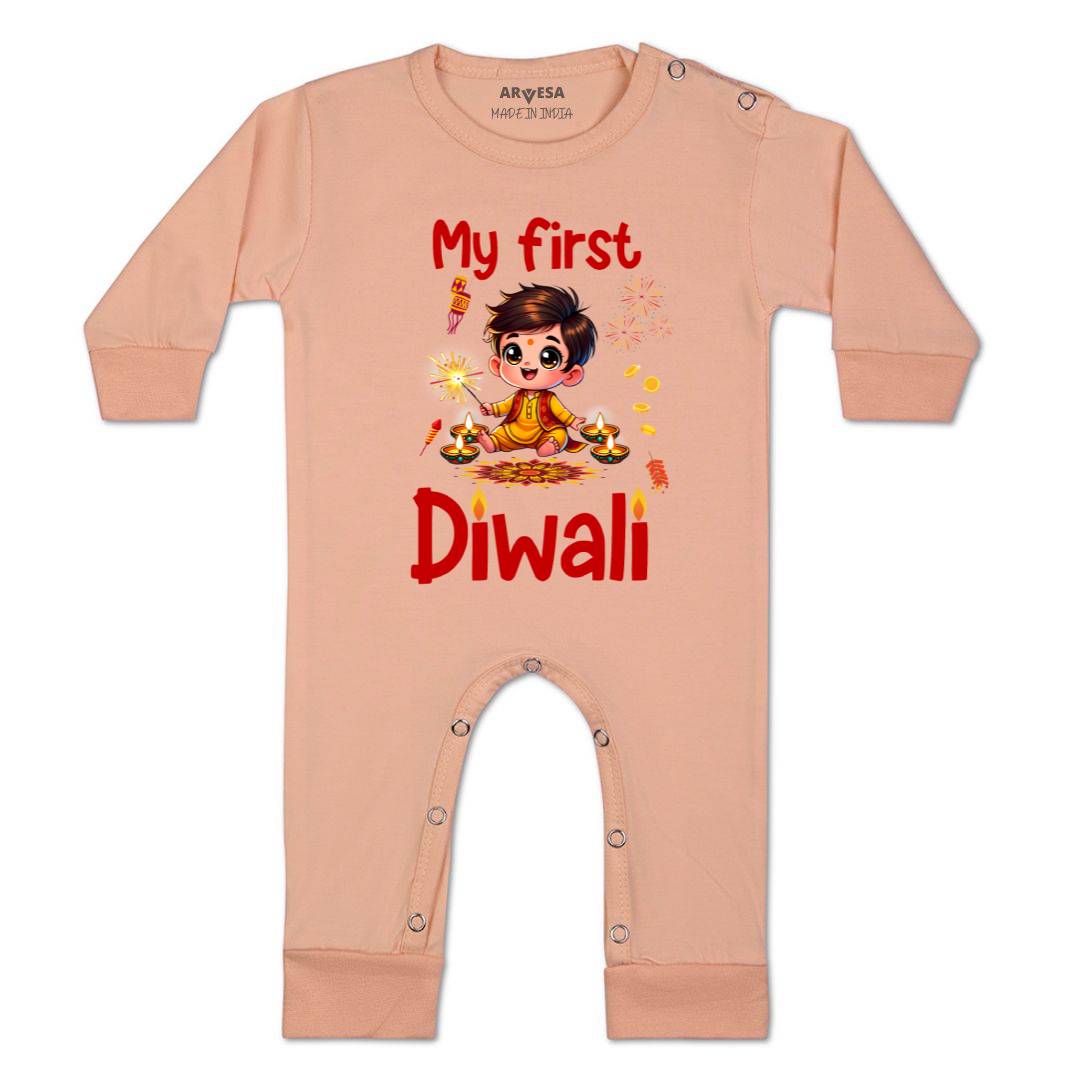 Arvesa Design-1755 Diwali My First Baby Boy and Baby Girl Dress .
