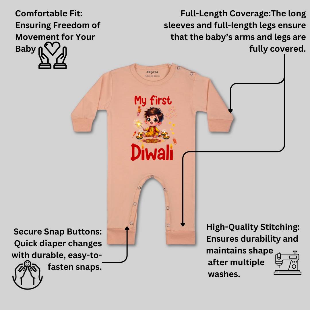 Arvesa Design-1755 Diwali My First Baby Boy and Baby Girl Dress .