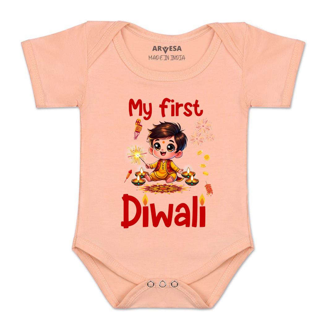 Arvesa Design-1755 Diwali My First Baby Boy and Baby Girl Dress .
