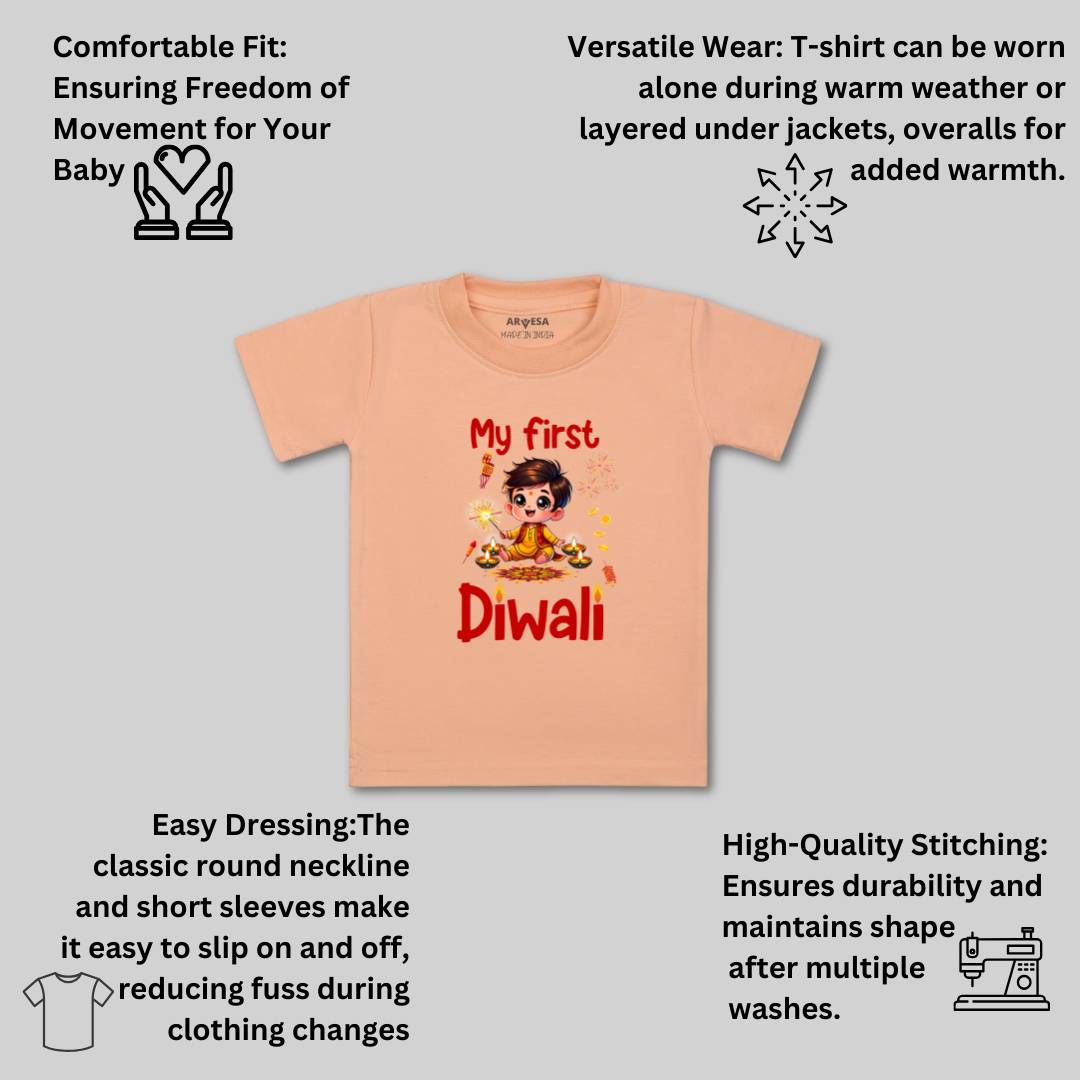Arvesa Design-1755 Diwali My First Baby Boy and Baby Girl Dress .
