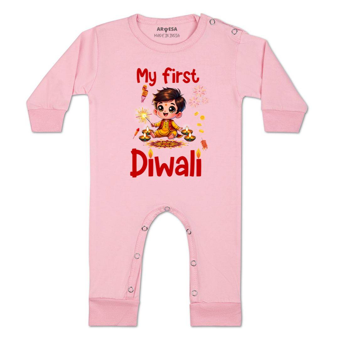 Arvesa Design-1755 Diwali My First Baby Boy and Baby Girl Dress .