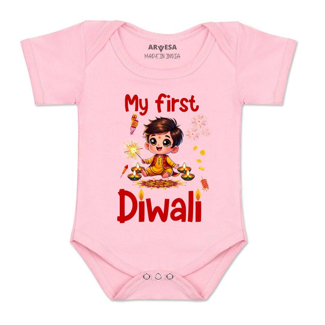 Arvesa Design-1755 Diwali My First Baby Boy and Baby Girl Dress .
