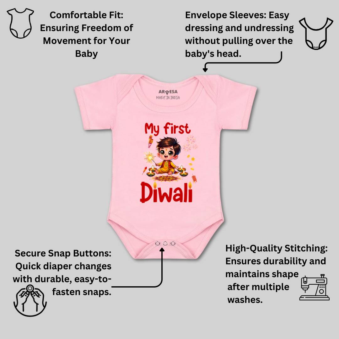 Arvesa Design-1755 Diwali My First Baby Boy and Baby Girl Dress .