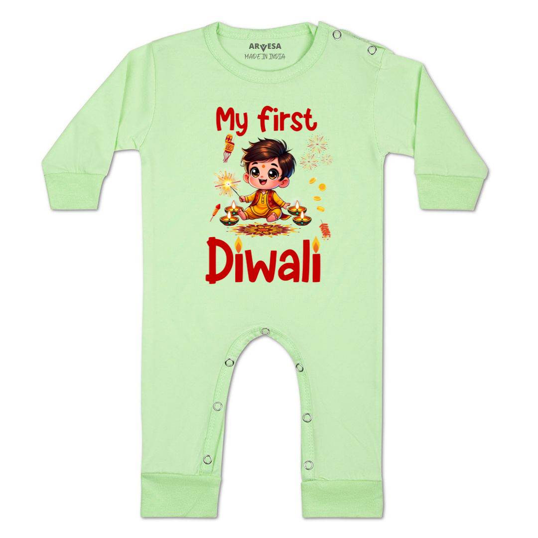 Arvesa Design-1755 Diwali My First Baby Boy and Baby Girl Dress .