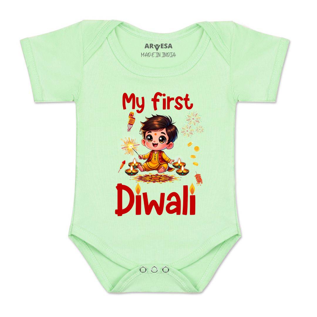 Arvesa Design-1755 Diwali My First Baby Boy and Baby Girl Dress .