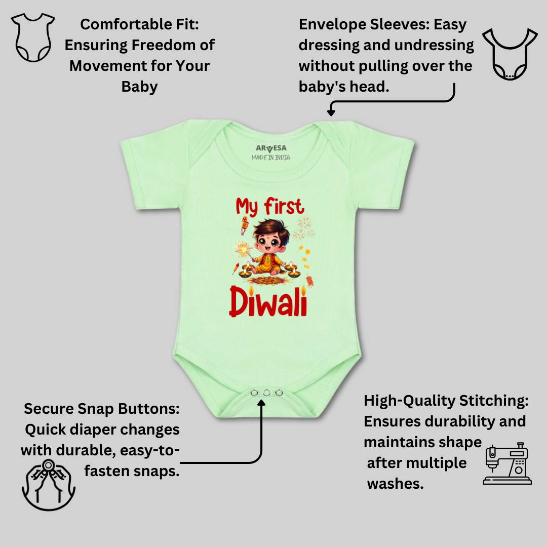 Arvesa Design-1755 Diwali My First Baby Boy and Baby Girl Dress .