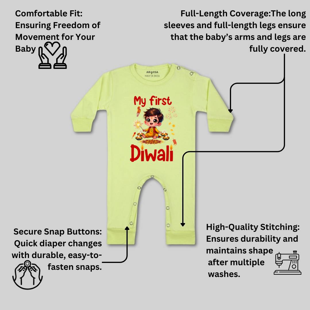 Arvesa Design-1755 Diwali My First Baby Boy and Baby Girl Dress .