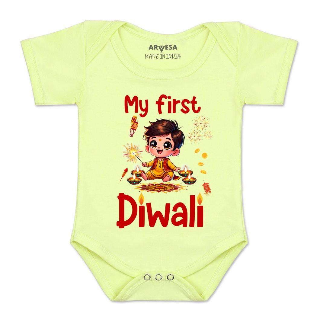 Arvesa Design-1755 Diwali My First Baby Boy and Baby Girl Dress .