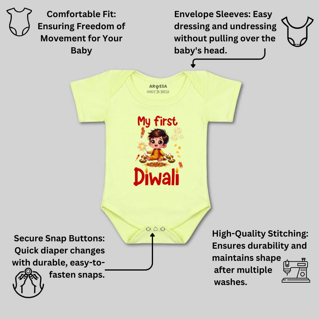Arvesa Design-1755 Diwali My First Baby Boy and Baby Girl Dress .
