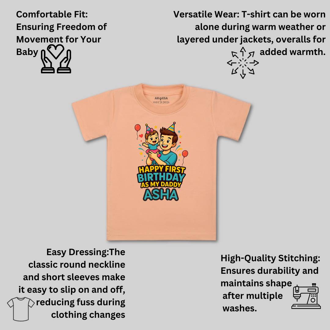 Arvesa Happy First Birthday As My Daddy Baby Boy & Girl Dress
