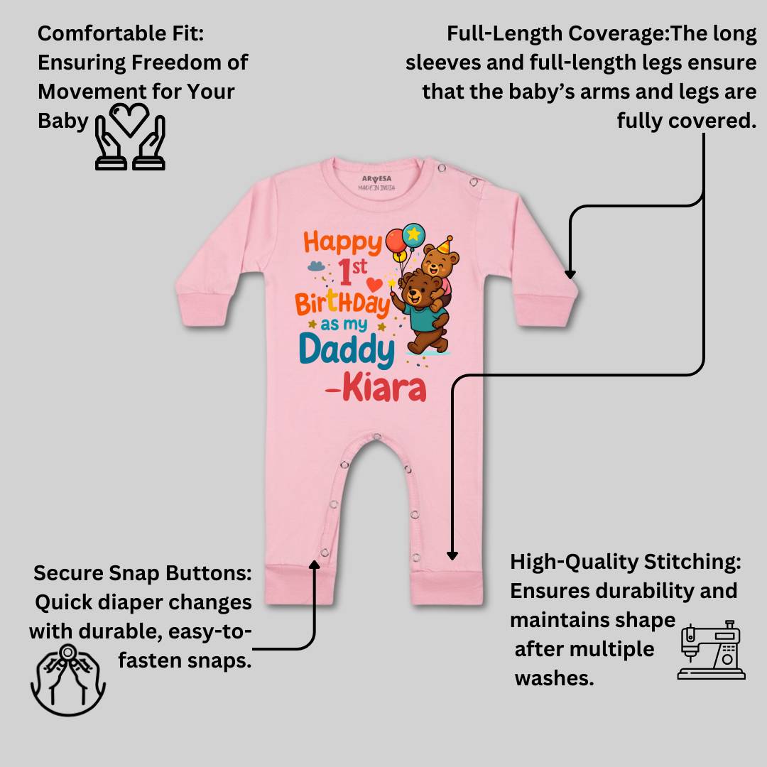 Arvesa Happy First Birthday As My Daddy Baby Boy & Girl Dress
