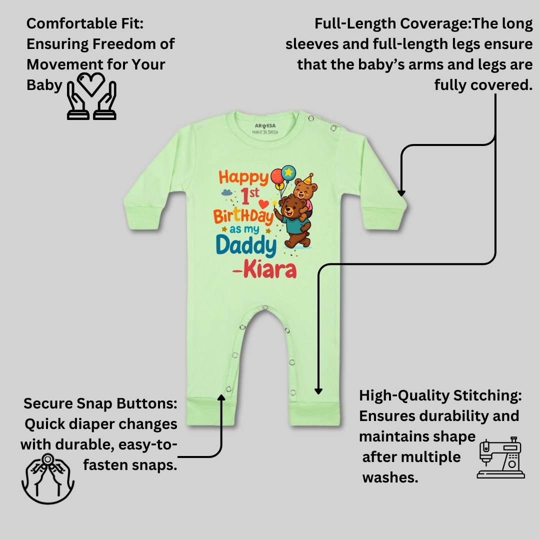 Arvesa Happy First Birthday As My Daddy Baby Boy & Girl Dress