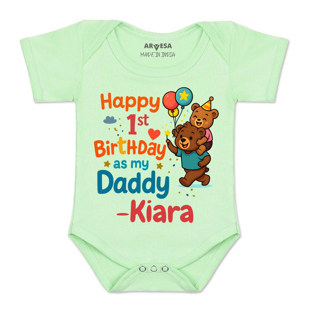 Arvesa Happy First Birthday As My Daddy Baby Boy & Girl Dress