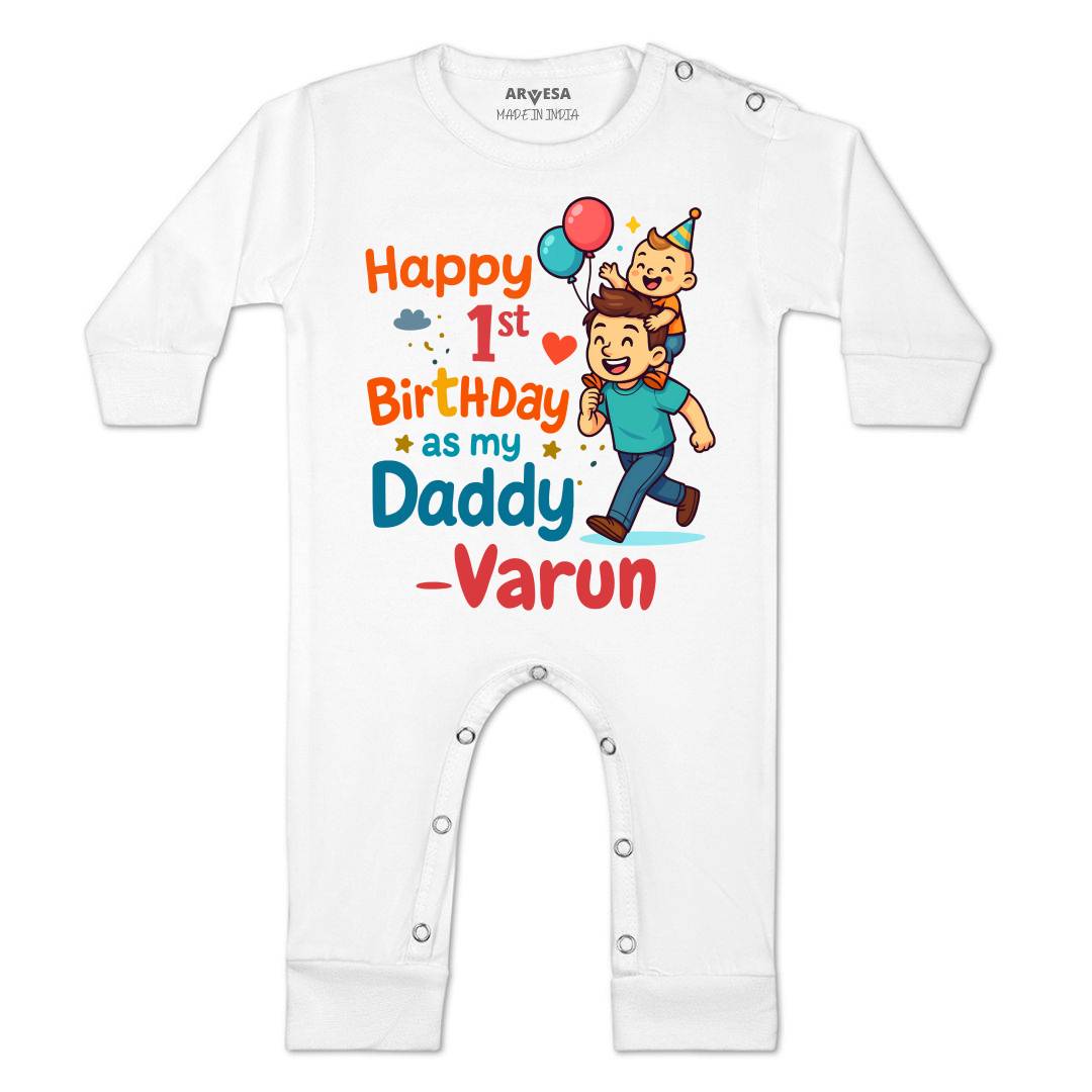 Arvesa Happy First Birthday As My Daddy Baby Boy & Girl Dress