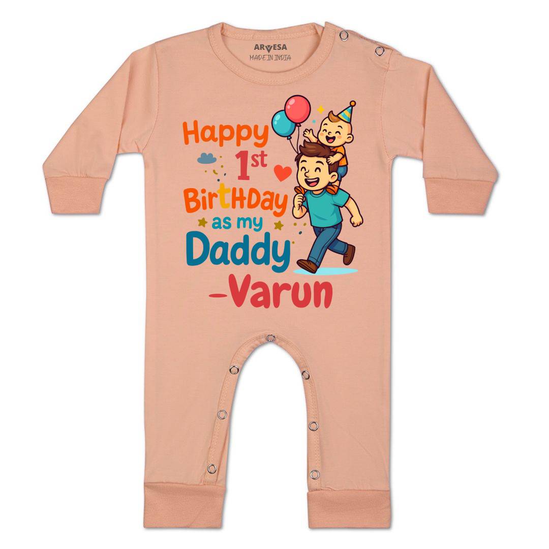 Arvesa Happy First Birthday As My Daddy Baby Boy & Girl Dress
