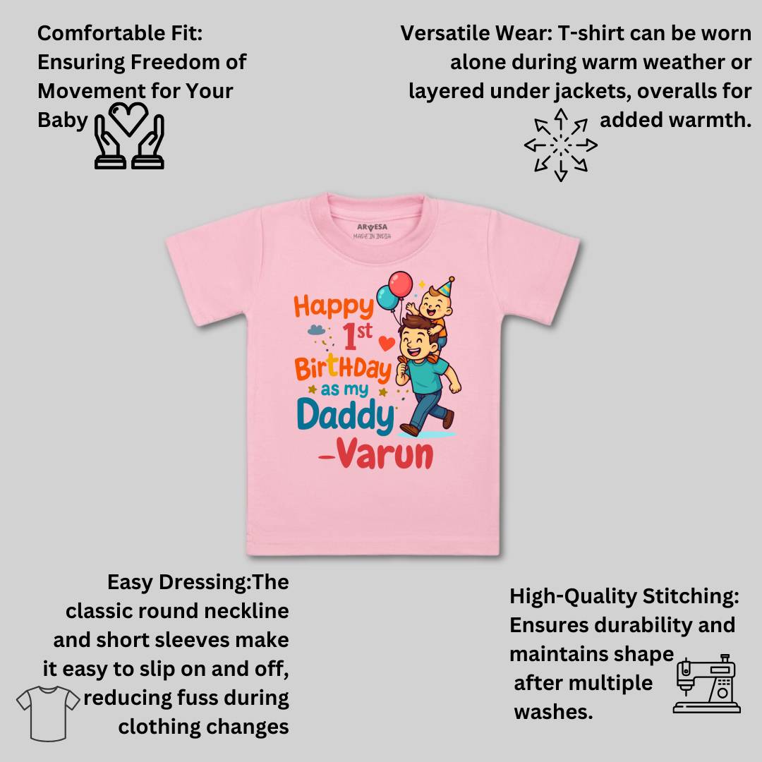 Arvesa Happy First Birthday As My Daddy Baby Boy & Girl Dress