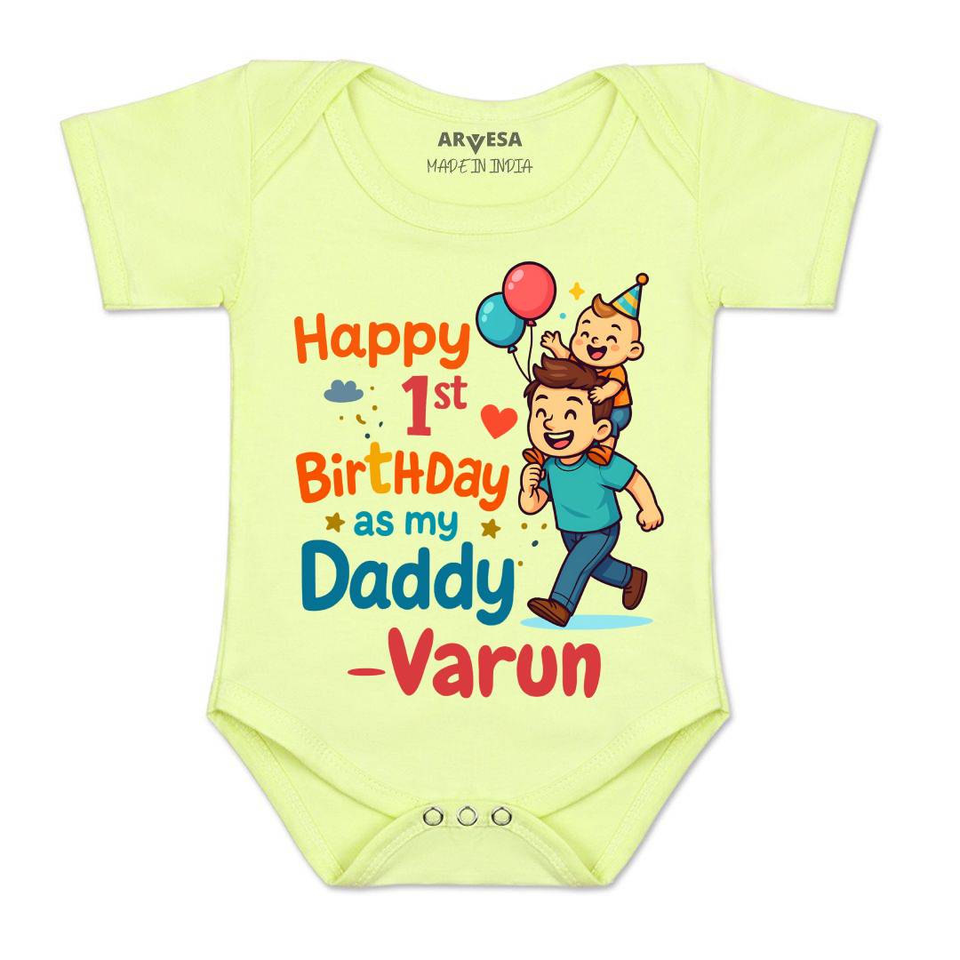 Arvesa Happy First Birthday As My Daddy Baby Boy & Girl Dress