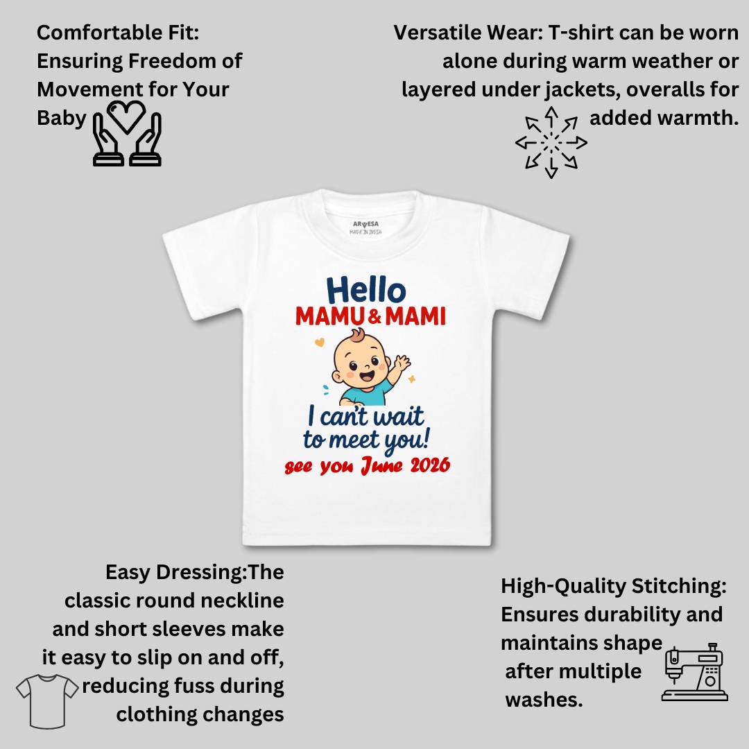 Arvesa Hello Mamu I can't Wait To Meet You Baby Boy & Girl Dress