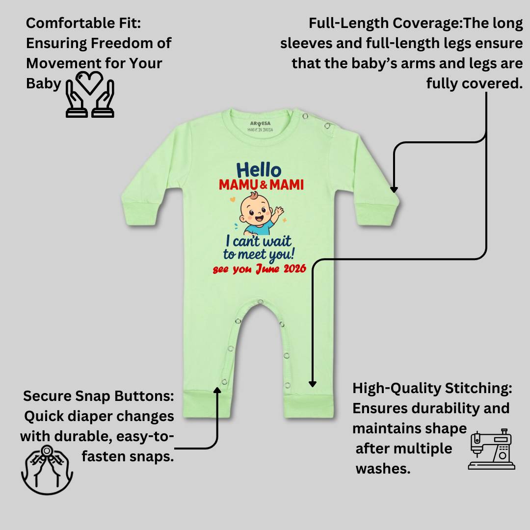 Arvesa Hello Mamu I can't Wait To Meet You Baby Boy & Girl Dress
