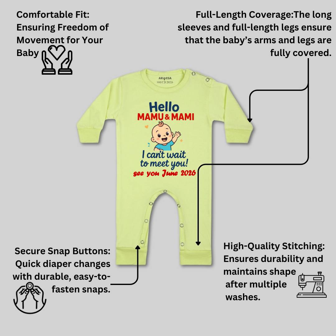 Arvesa Hello Mamu I can't Wait To Meet You Baby Boy & Girl Dress