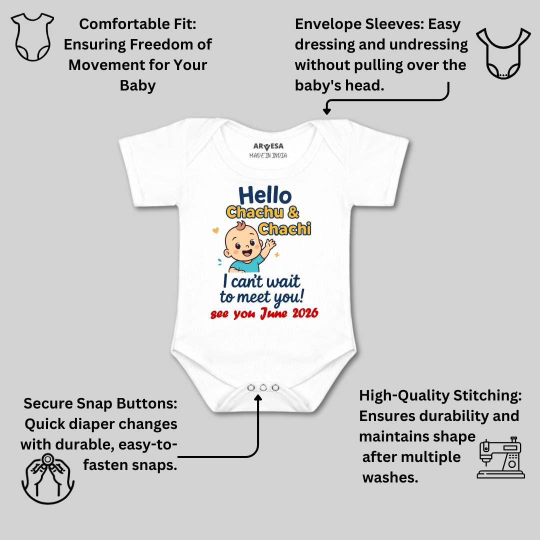 Arvesa Hello Chachu I can't Wait To Meet You Baby Boy & Girl Dress